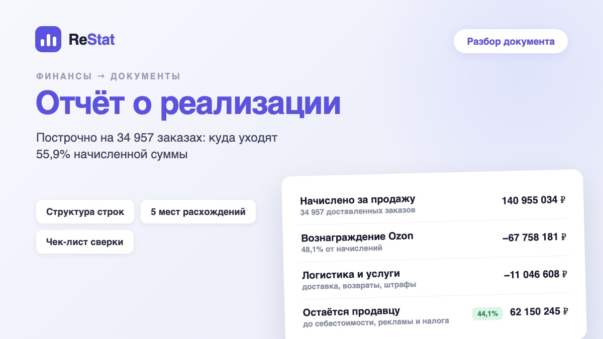 Отчёт о реализации Ozon: как читать построчно и где искать расхождения