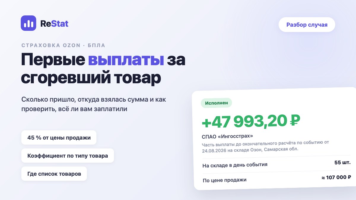 Первые страховые выплаты за сгоревший товар на Ozon: сколько пришло и как проверить сумму