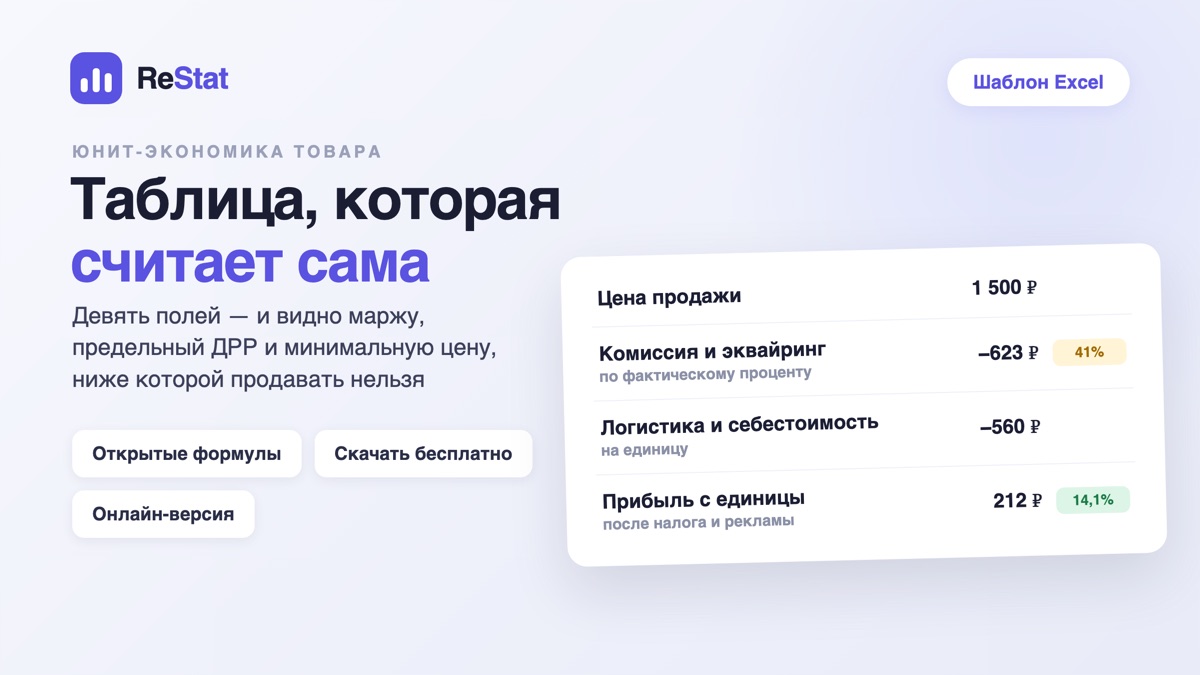 Юнит-экономика Ozon: таблица в Excel и что подставлять в каждую строку